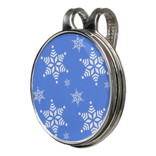 Snowflake Pattern White Snowflakes Snow Blue Golf Hat Clip