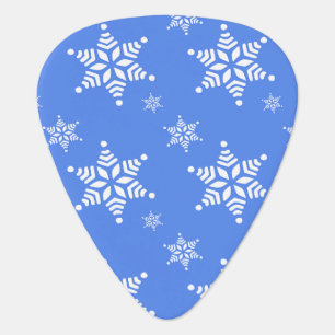 Snowflake Pattern, White Snowflakes, Snow, Blue Guitar Pick