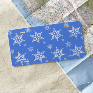 Snowflake Pattern, White Snowflakes, Snow, Blue License Plate