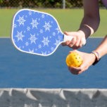 Snowflake Pattern, White Snowflakes, Snow, Blue Pickleball Paddle
