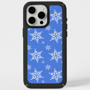 Snowflake Pattern, White Snowflakes, Snow, Blue iPhone 15 Pro Max Case