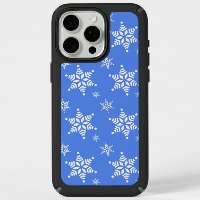 Snowflake Pattern, White Snowflakes, Snow, Blue Speck iPhone Case (Front)