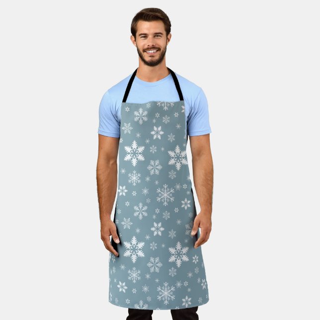 Snowflake Pattern, White Snowflakes, Snow, Gray Apron (Worn)