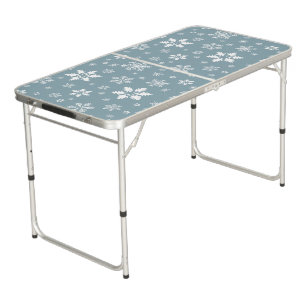 Snowflake Pattern, White Snowflakes, Snow, Gray Beer Pong Table