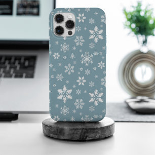 Snowflake Pattern, White Snowflakes, Snow, Gray iPhone 15 Pro Max Case