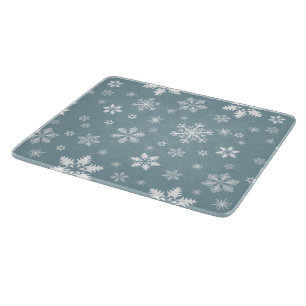Snowflake Pattern, White Snowflakes, Snow, Gray Cutting Board