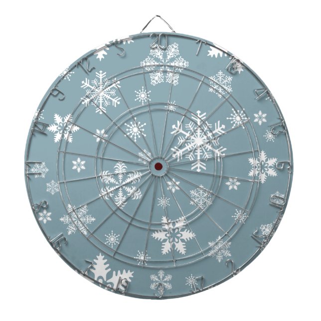 Snowflake Pattern, White Snowflakes, Snow, Gray Dart Board (Front)