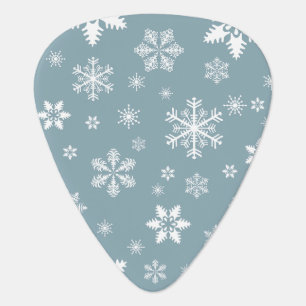 Snowflake Pattern, White Snowflakes, Snow, Gray Guitar Pick