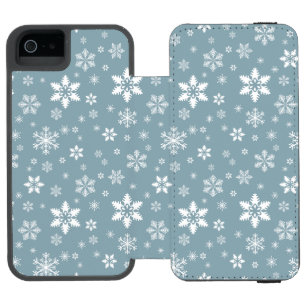 Snowflake Pattern, White Snowflakes, Snow, Gray iPhone SE/5/5s Wallet Case