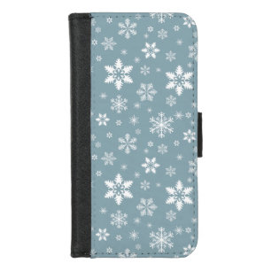 Snowflake Pattern, White Snowflakes, Snow, Gray iPhone 8/7 Wallet Case