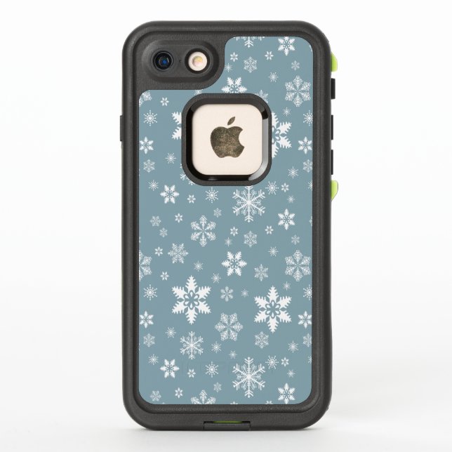 Snowflake Pattern, White Snowflakes, Snow, Gray LifeProof iPhone Case (Back)