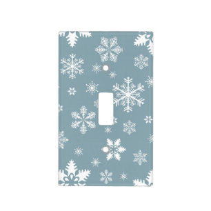Snowflake Pattern, White Snowflakes, Snow, Gray Light Switch Cover