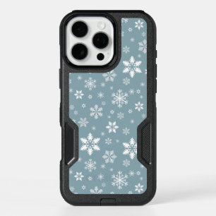 Snowflake Pattern, White Snowflakes, Snow, Gray iPhone 16 Pro Max Case