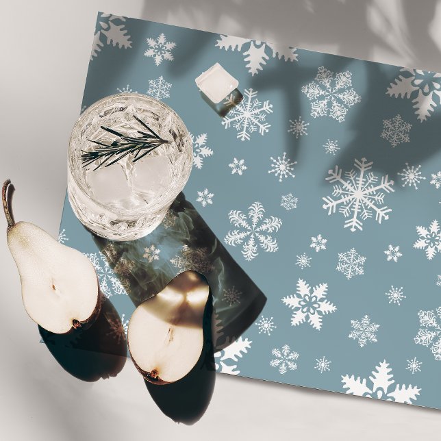 Snowflake Pattern, White Snowflakes, Snow, Gray Placemat (Creator Uploaded)