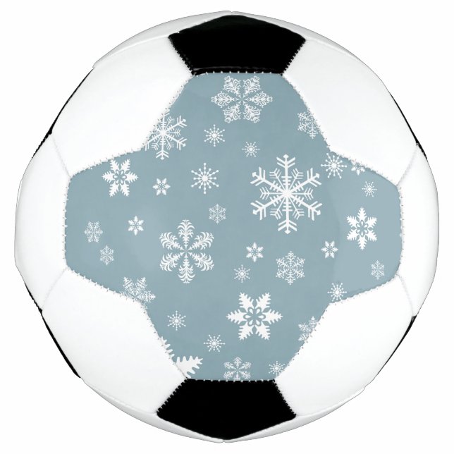 Snowflake Pattern, White Snowflakes, Snow, Gray Soccer Ball (Front)