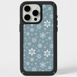 Snowflake Pattern, White Snowflakes, Snow, Gray iPhone 15 Pro Max Case