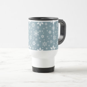 Snowflake Pattern, White Snowflakes, Snow, Gray Travel Mug
