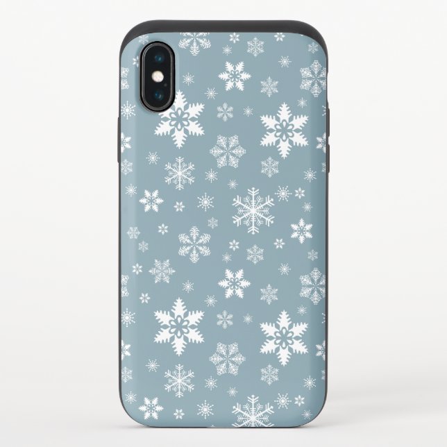 Snowflake Pattern, White Snowflakes, Snow, Gray Uncommon iPhone Case (Back)
