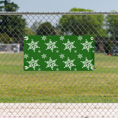 Snowflake Pattern White Snowflakes Snow Green Banner