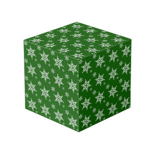 Snowflake Pattern, White Snowflakes, Snow, Green Cube