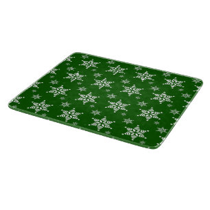 Snowflake Pattern, White Snowflakes, Snow, Green Cutting Board