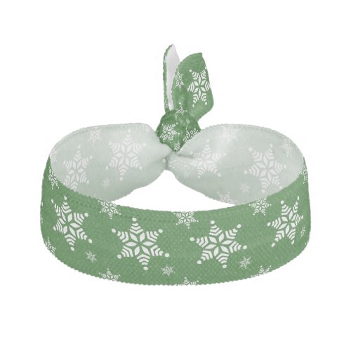 Snowflake Pattern White Snowflakes Snow Green Elastic Hair Tie