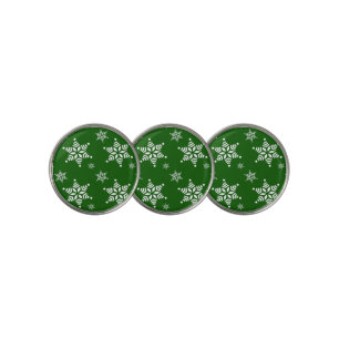 Snowflake Pattern, White Snowflakes, Snow, Green Golf Ball Marker