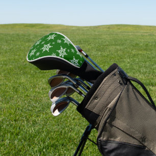 Snowflake Pattern, White Snowflakes, Snow, Green Golf Head Cover