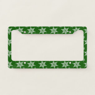 Snowflake Pattern, White Snowflakes, Snow, Green License Plate Frame