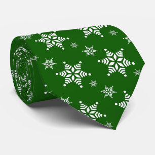 Snowflake Pattern, White Snowflakes, Snow, Green Neck Tie