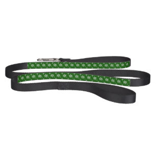 Snowflake Pattern, White Snowflakes, Snow, Green Pet Leash