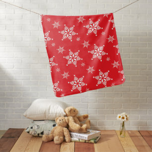 Snowflake Pattern, White Snowflakes, Snow, Red Baby Blanket