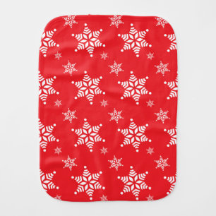 Snowflake Pattern, White Snowflakes, Snow, Red Baby Burp Cloth