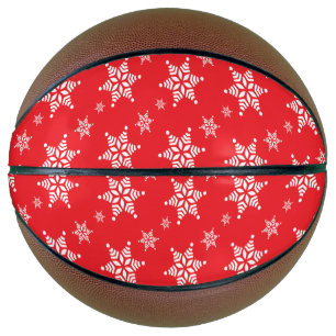 Snowflake Pattern, White Snowflakes, Snow, Red Basketball