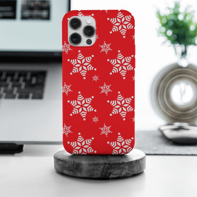 Snowflake Pattern, White Snowflakes, Snow, Red Case-Mate iPhone Case (Creator Uploaded)