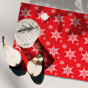 Snowflake Pattern, White Snowflakes, Snow, Red Cloth Placemat