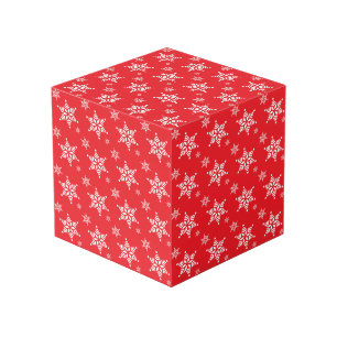 Snowflake Pattern, White Snowflakes, Snow, Red Cube
