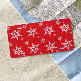Snowflake Pattern, White Snowflakes, Snow, Red License Plate