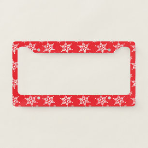 Snowflake Pattern, White Snowflakes, Snow, Red License Plate Frame