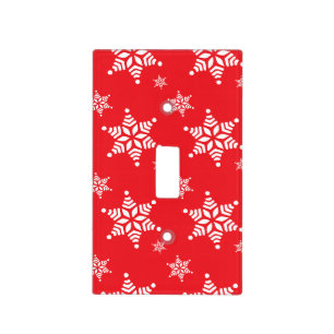 Snowflake Pattern, White Snowflakes, Snow, Red Light Switch Cover