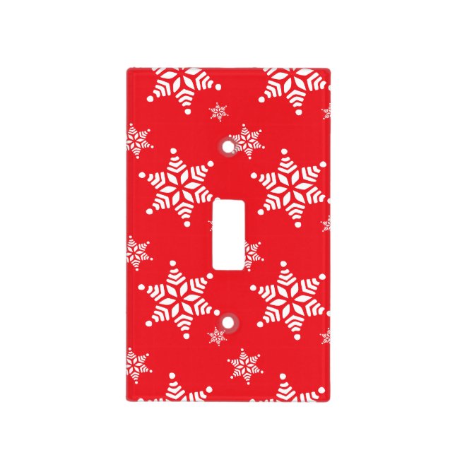 Snowflake Pattern, White Snowflakes, Snow, Red Light Switch Cover (Front)