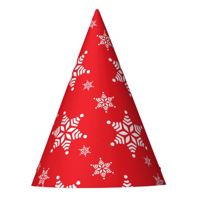 Snowflake Pattern, White Snowflakes, Snow, Red Party Hat (Front)