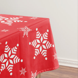Snowflake Pattern, White Snowflakes, Snow, Red Tablecloth