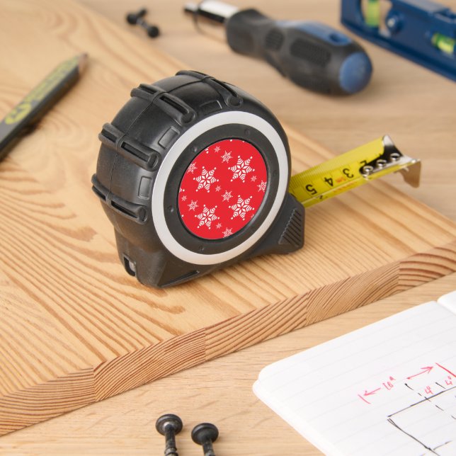 Snowflake Pattern, White Snowflakes, Snow, Red Tape Measure (Woodwork)