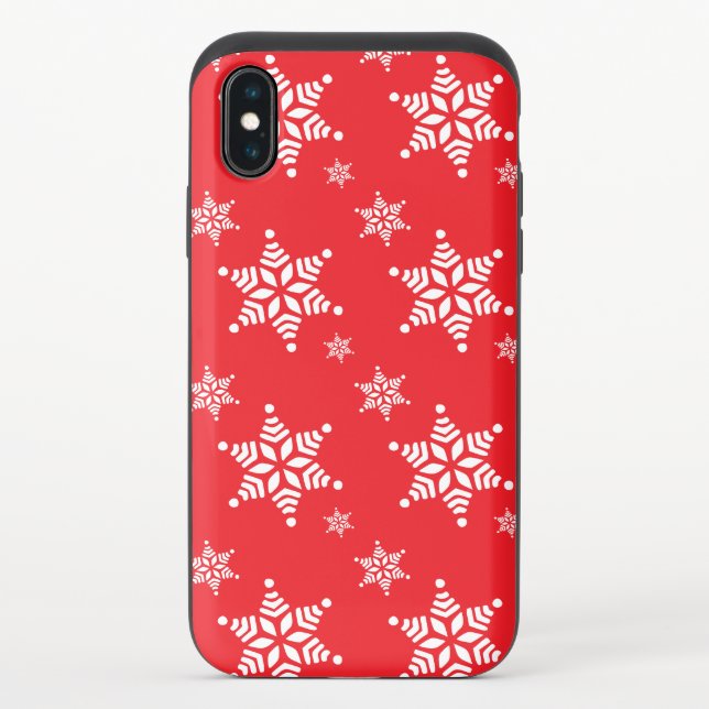 Snowflake Pattern, White Snowflakes, Snow, Red Uncommon iPhone Case (Back)