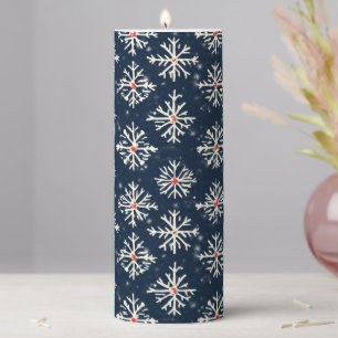 Snowflake Pattern Winter Style Pillar Candle
