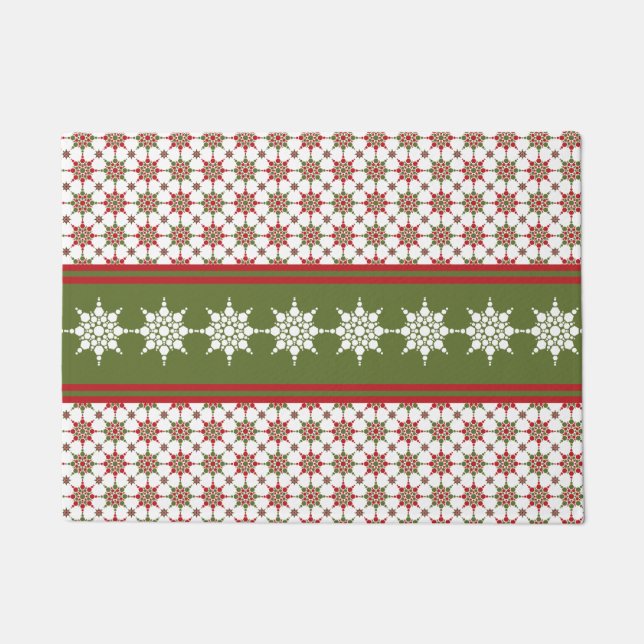 Snowflake Pattern Winter Theme Holiday Christmas  Doormat (Front)