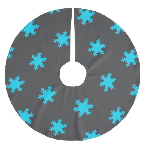 Snowflake Patterns Blue Grey Gray Cute Christmas Brushed Polyester Tree Skirt