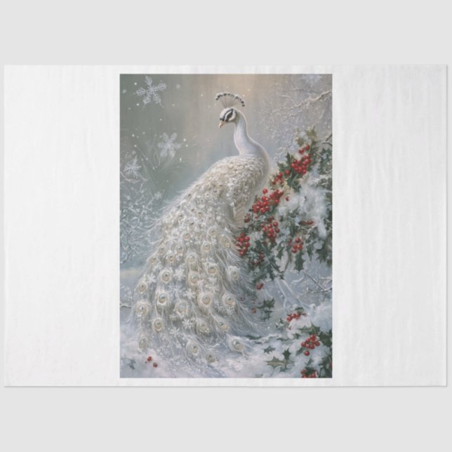 Snowflake Peacock Tissue Paper (Front)