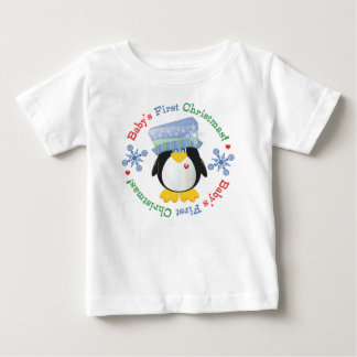 Snowflake Penguin Baby's First Christmas Baby T-Shirt
